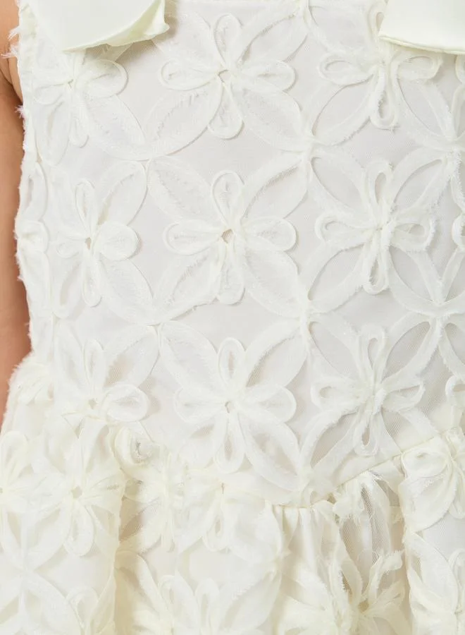 ستايلي فستان جاكار بدانتيل وسيور للبنات